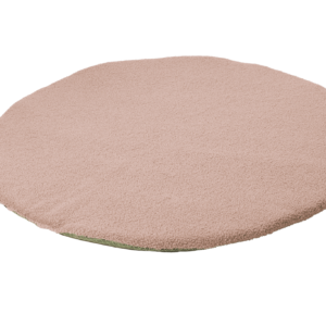 Tappeto giochi per neonato tondo con soffice imbottitura sfoderabile, antiscivolo a contatto con il pavimento e caldo tessuto teddy beige soft touch a contatto con il bambino