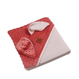 Plaid in pile bubble pesca con cappuccio ed orecchie sul cappuccio