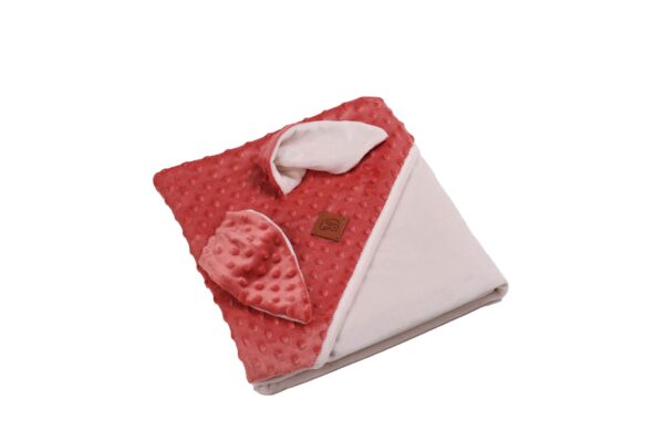 Plaid in pile bubble pesca con cappuccio ed orecchie sul cappuccio