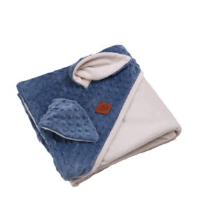 Plaid in pile bubble navy con cappuccio ed orecchie sul cappuccio