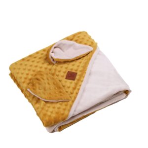 Plaid in pile bubble senape con cappuccio ed orecchie sul cappuccio