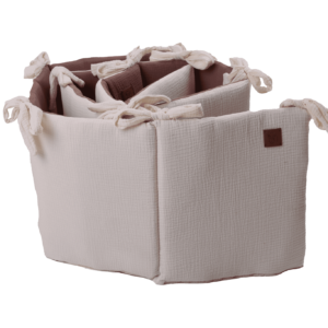 Paracolpi per lettino neonato in mussola double face crema-chocolate