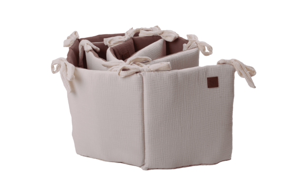 Paracolpi per lettino neonato in mussola double face crema-chocolate