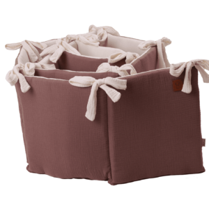 Paracolpi per lettino neonato in mussola double face chocolate-crema