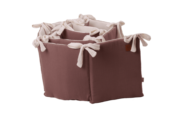 Paracolpi per lettino neonato in mussola double face chocolate-crema