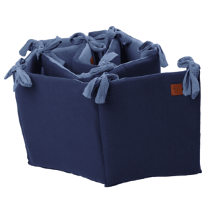 Paracolpi per lettino neonato in mussola double face blu-azzurro