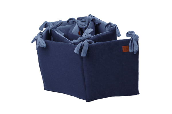 Paracolpi per lettino neonato in mussola double face blu-azzurro