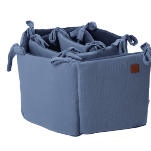 Paracolpi per lettino neonato in mussola double face azzurro-blu