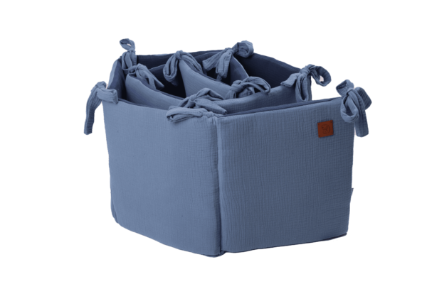 Paracolpi per lettino neonato in mussola double face azzurro-blu