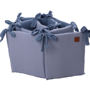 Paracolpi per lettino neonato in mussola double face shiny azzurro