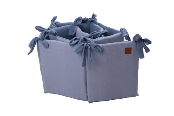 Paracolpi per lettino neonato in mussola double face shiny azzurro