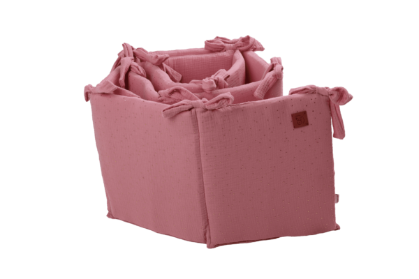Paracolpi per lettino neonato in mussola double face shiny rosa