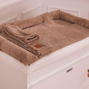 Fasciatoio tessile choco con set asciugamani, tutto in spugna bamboo