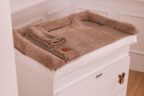 Fasciatoio tessile choco con set asciugamani, tutto in spugna bamboo