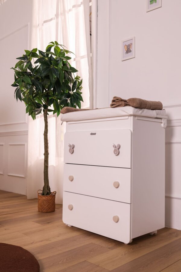 Fasciatoio Alemy tortora con fasciatoio tessile in spugna bamboo choco