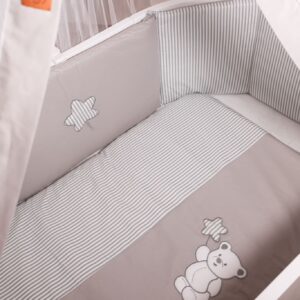 Piumone per lettino neonato collezione Boba grigio con paracolpi in coordinato