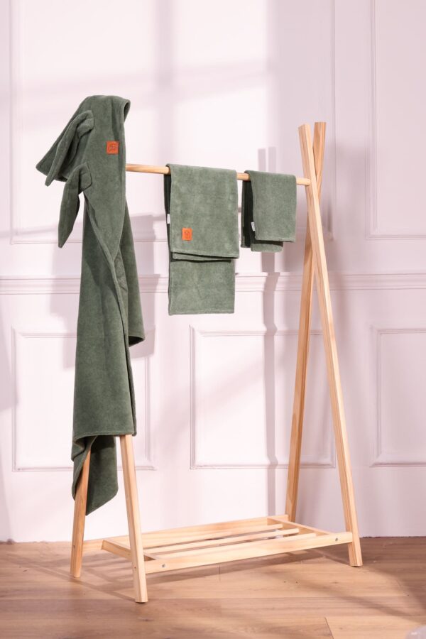 Set asciugamani ed accappatoio in spugna Bamboo verde