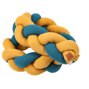 Treccia paracolpi in mussola double senape-ottanio