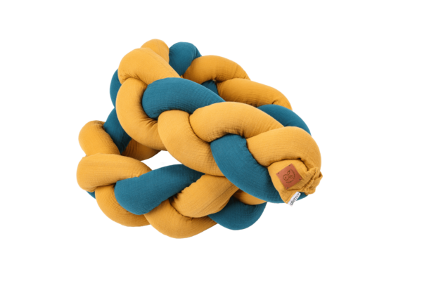 Treccia paracolpi in mussola double senape-ottanio