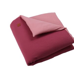 Piumone lettino neonato sfoderabile 4 stagioni in mussola double face fragola-rosa