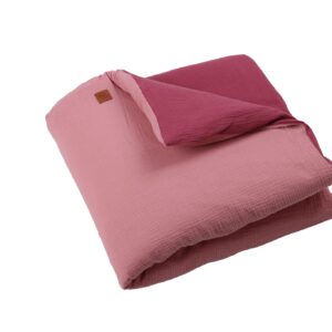 Piumone lettino neonato sfoderabile 4 stagioni in mussola double face rosa - fragola