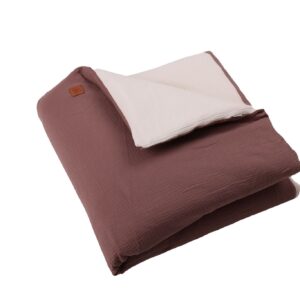 Piumone lettino neonato sfoderabile 4 stagioni in mussola double face chocolate-crema