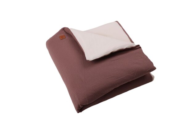 Piumone lettino neonato sfoderabile 4 stagioni in mussola double face chocolate-crema