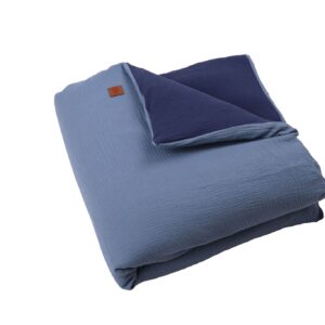 Piumone lettino neonato sfoderabile 4 stagioni in mussola double face azzurro e blu
