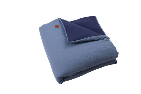 Piumone lettino neonato sfoderabile 4 stagioni in mussola double face azzurro e blu