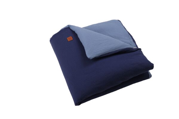Piumone lettino neonato sfoderabile 4 stagioni in mussola double face blu e azzurro